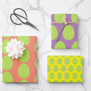 Spring Green Squiggles Easter Egg Wrapping Paper Sheet