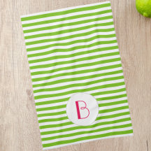 Spring Green Stripe Monogram Kitchen