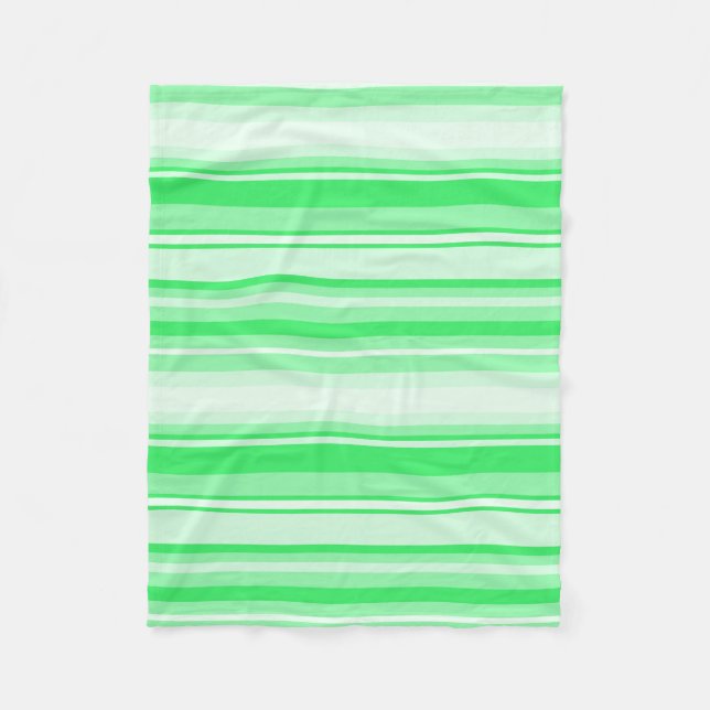 Spring green stripes fleece blanket (Front)