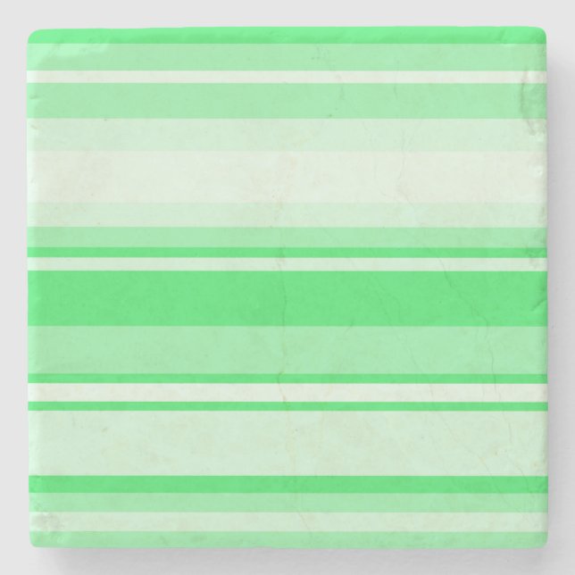 Spring green stripes stone coaster (Front)