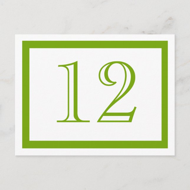 Spring Green Table Number Cards (Front)