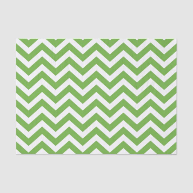 Spring Green & White Chevron Wedding Birthday Tissue Paper (Front)
