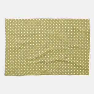 Spring green with small off white polka dots kitchen towel