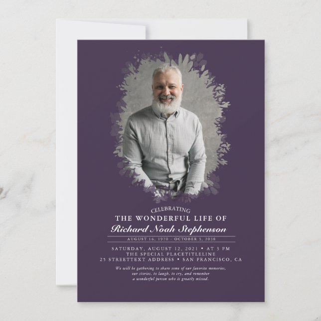 Spring Greenery Foliage Silhouette Funeral Photo I Invitation (Front)