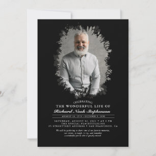 Spring Greenery Foliage Silhouette Funeral Photo I Invitation