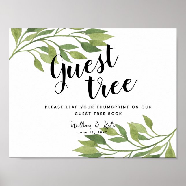 spring greenery wedding guestbook Tree SIGN (Front)