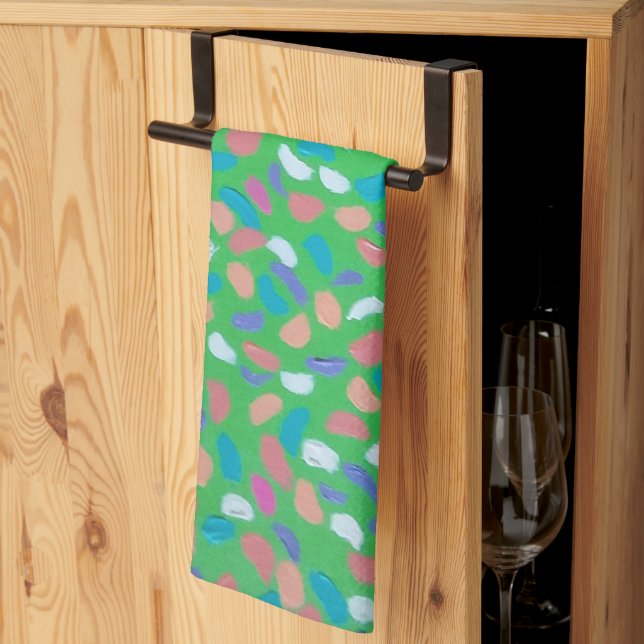 Spring Greens Painterly Art  Kitchen Towel (Thirds Fold)
