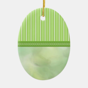Spring Greens Stripes and Swirls Egg Ceramic Ornament