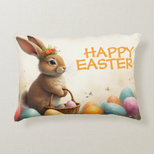 Spring Greetings from the Easter Bunny Accent Pillow