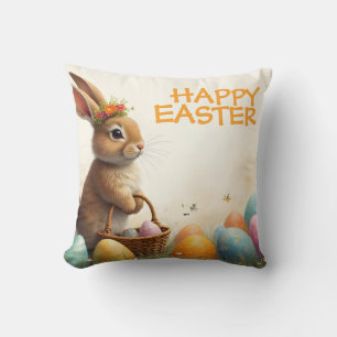 Spring Greetings from the Easter Bunny Throw Pillow
