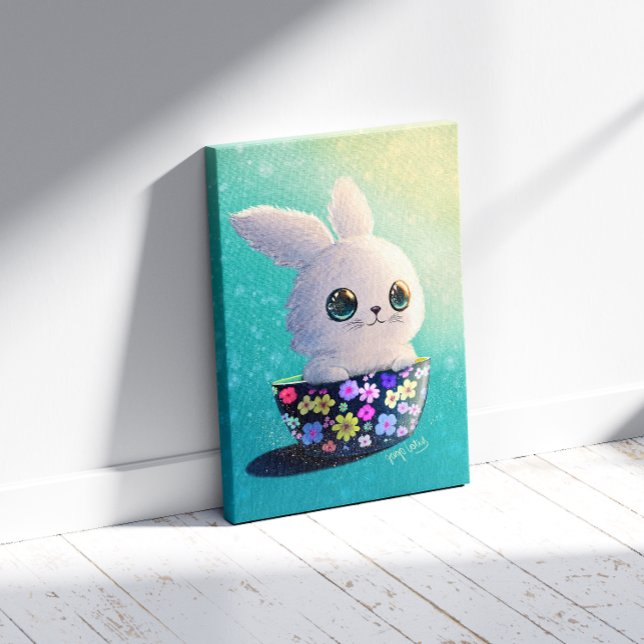 Spring Guardian: little Bunny in Bloom Canvas Print (Creator Uploaded)