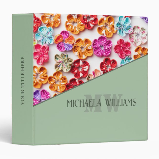 Spring Handmade sewn fabric Flowers Multicolor  Binder (Front/Spine)