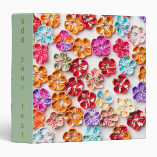 Spring Handmade sewn fabric Flowers Multicolor  Binder