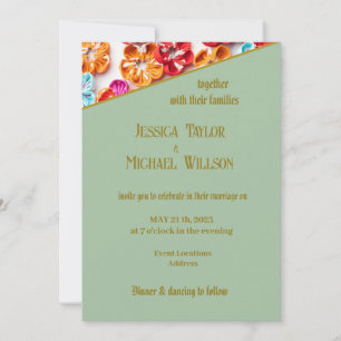 Spring Handmade sewn fabric Flowers Multicolor Invitation
