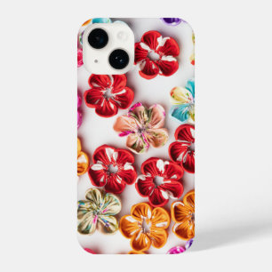 Spring Handmade sewn fabric Flowers Multicolor  iPhone 14 Case