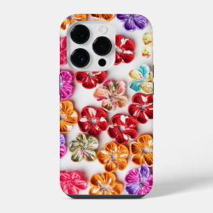 Spring Handmade sewn fabric Flowers Multicolor  iPhone 14 Pro Case