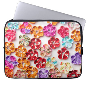 Spring Handmade sewn fabric Flowers Multicolor Laptop Sleeve