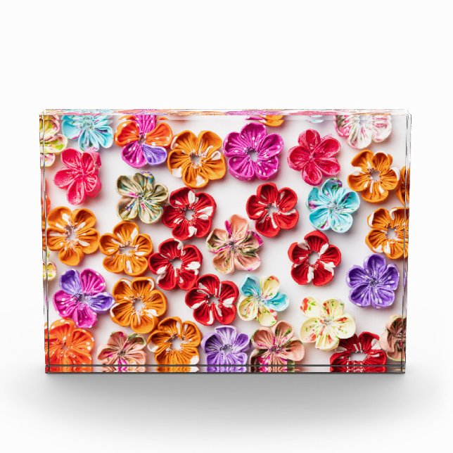 Spring Handmade sewn fabric Flowers Multicolor  Photo Block (Front)