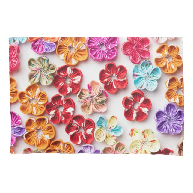 Spring Handmade sewn fabric Flowers Multicolor  Pillowcase (Front)