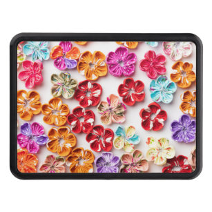 Spring Handmade sewn fabric Flowers Multicolor  Trailer Hitch Cover