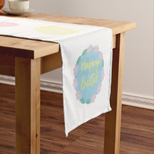 Spring Happy Easter Eggs Short Table Runner
