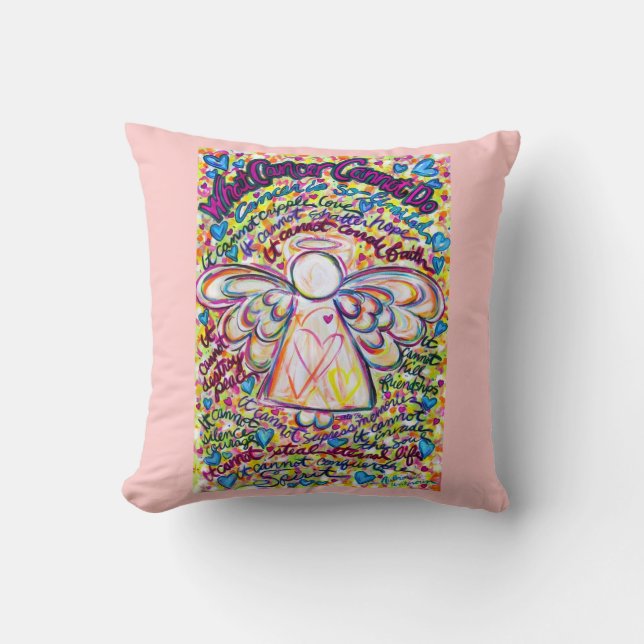 Spring Hearts Cancer Angel Decorative Throw Pillow (Front)
