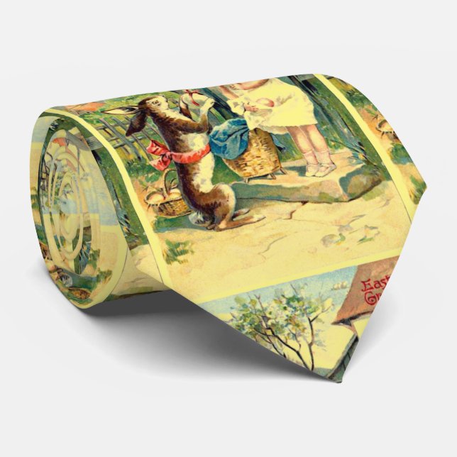 Spring Holiday Bunny Vintage Easter Tie (Rolled)