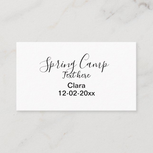 Spring holiday camping custom add name date business card (Front)