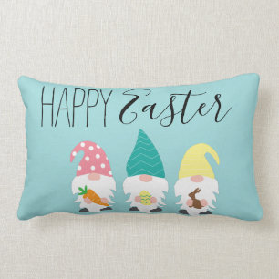 Spring Home Decor with Happy Easter Gnomes Lumbar Pillow
