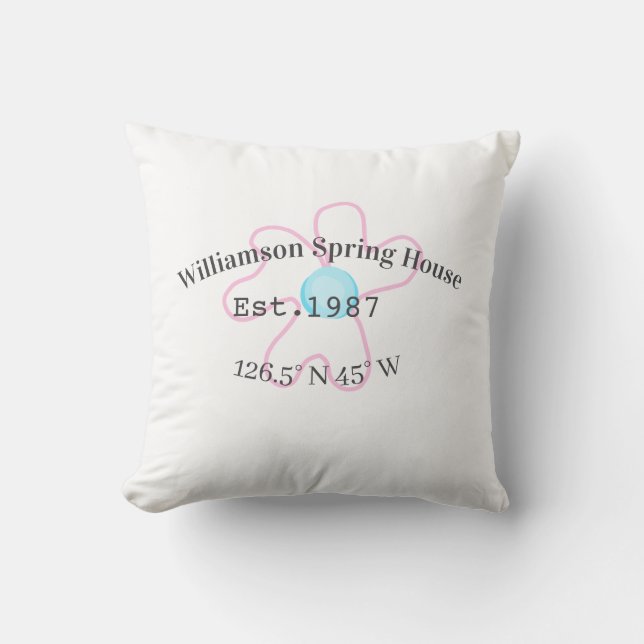 Spring house coordinates latitude longitude name d throw pillow (Front)