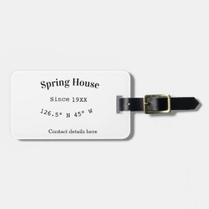 Spring house ets. Date year custom coordinates add Luggage Tag