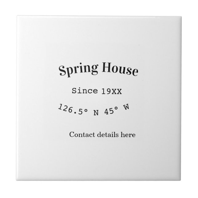 Spring house ets. Date year custom coordinates add Tile (Front)