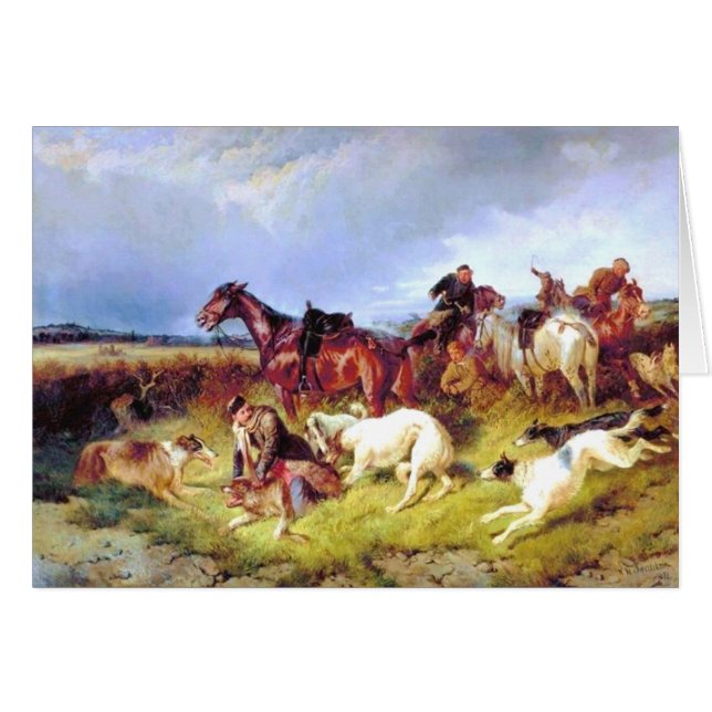 Spring Hunt Borzoi Card (Front Horizontal)