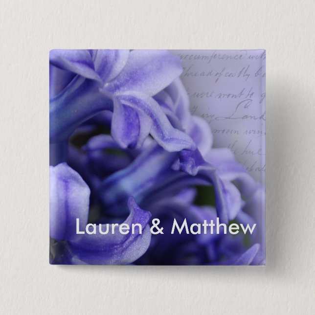 Spring Hyacinths 2 Inch Square Button (Front)