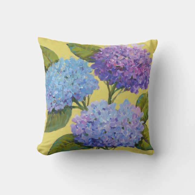 Spring Hydrangeas I Throw Pillow (Front)