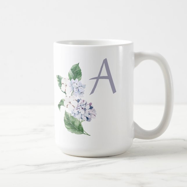 Spring HYRDANGEA with letter customisable Coffee Mug (Right)