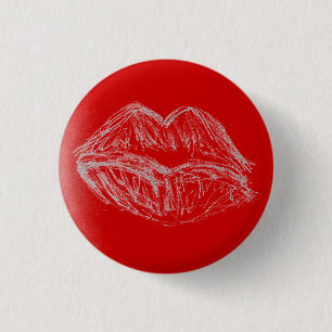 Spring Imagination - Lipstick Lips 1 Inch Round Button