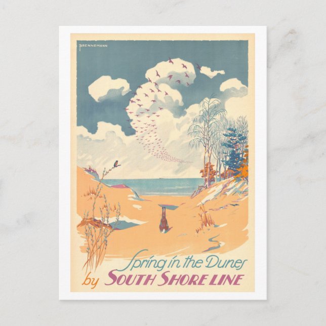 Spring in Indiana Dunes Vintage Travel Poster Postcard (Front)
