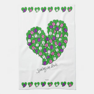 Spring in Love-Colourful Tulips(pink,purple,white) Kitchen Towel