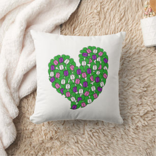 Spring in Love-Colourful Tulips(pink,purple,white) Throw Pillow