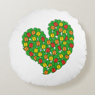 Spring in Love-Colourful Tulips(red,yellow,orange) Round Pillow