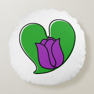 Spring in Love - Purple Tulips Round Pillow