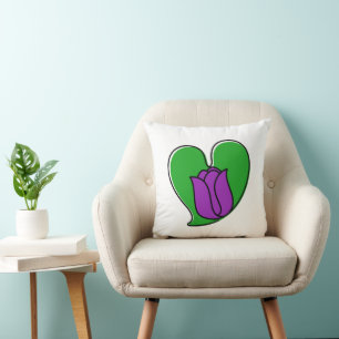 Spring in Love - Purple Tulips Throw Pillow