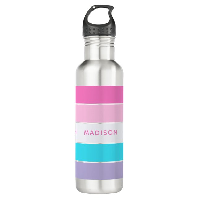 Spring In My Step Colour Block Personalized Name 710 Ml Water Bottle (Front)
