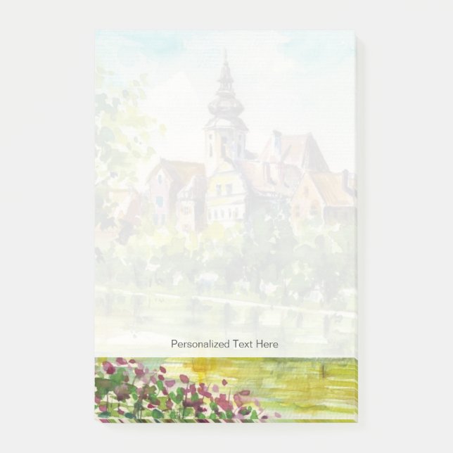 Spring in small city on the river post-it notes (Front)