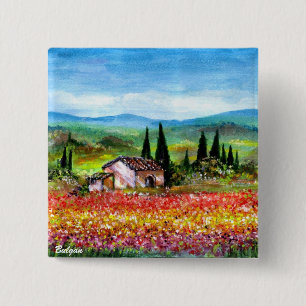 SPRING IN TUSCANY 2 INCH SQUARE BUTTON