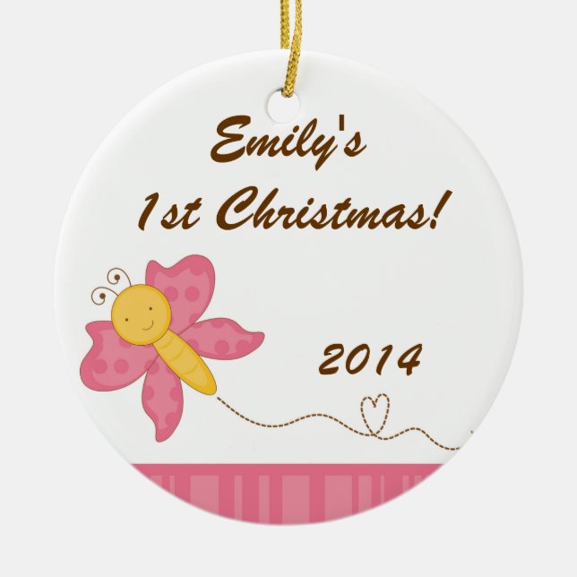Spring Insect Butterfly Personalized Name Ornament (Front)