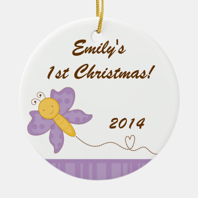Spring Insect Butterfly Personalized Name Ornament (Front)