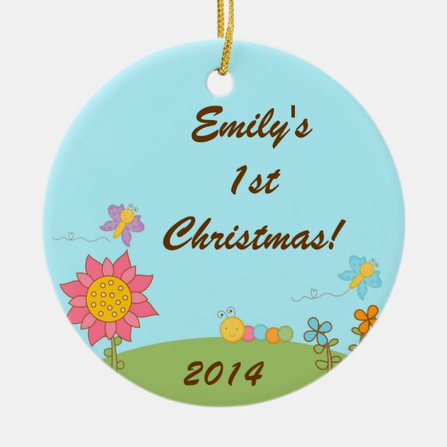 Spring Insect Butterfly Personalized Name Ornament (Front)