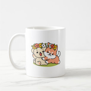 Spring Into Cuteness – Adorable Dog Illustration Coffee Mug